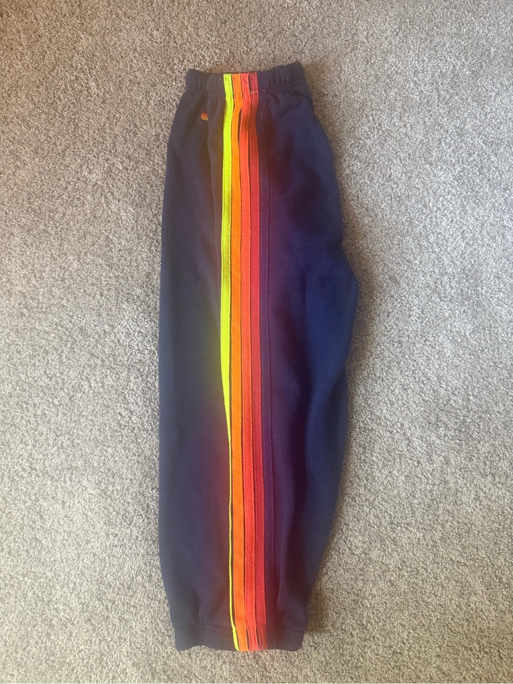 Aviator Nation Navy Sweatpants with Rainbow Stripes- XS - Picture 2 of 5